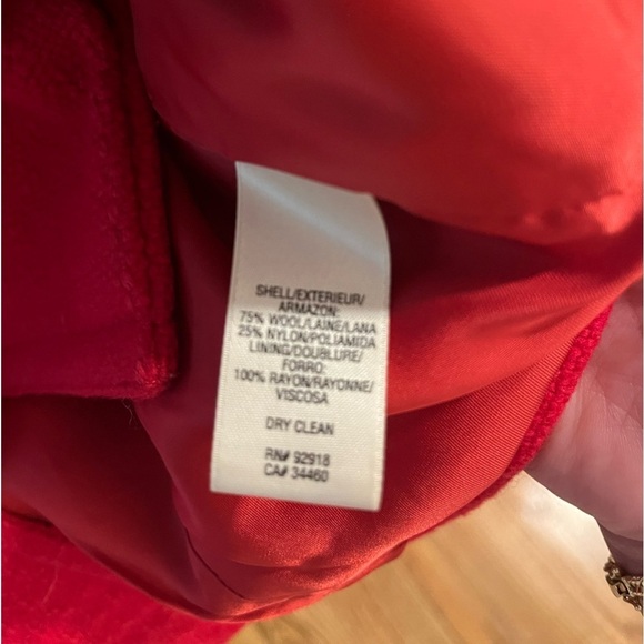 Juicy Couture Women Pea Coat Wool Blend Red God Button Double Breasted Size L - Picture 9 of 9